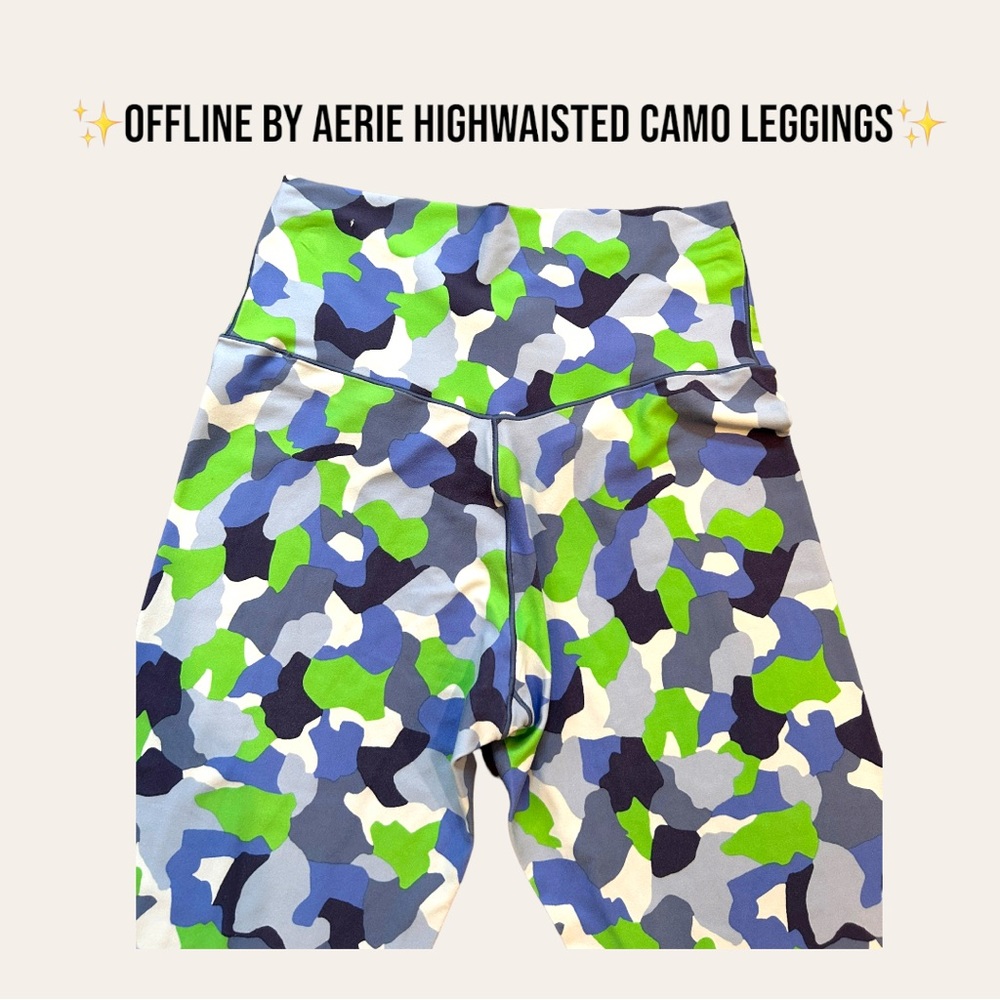 ✨OFFLINE by Aerie Highwaisted Neon Camo Leggings. Size Large✨ - Picture 7 of 7